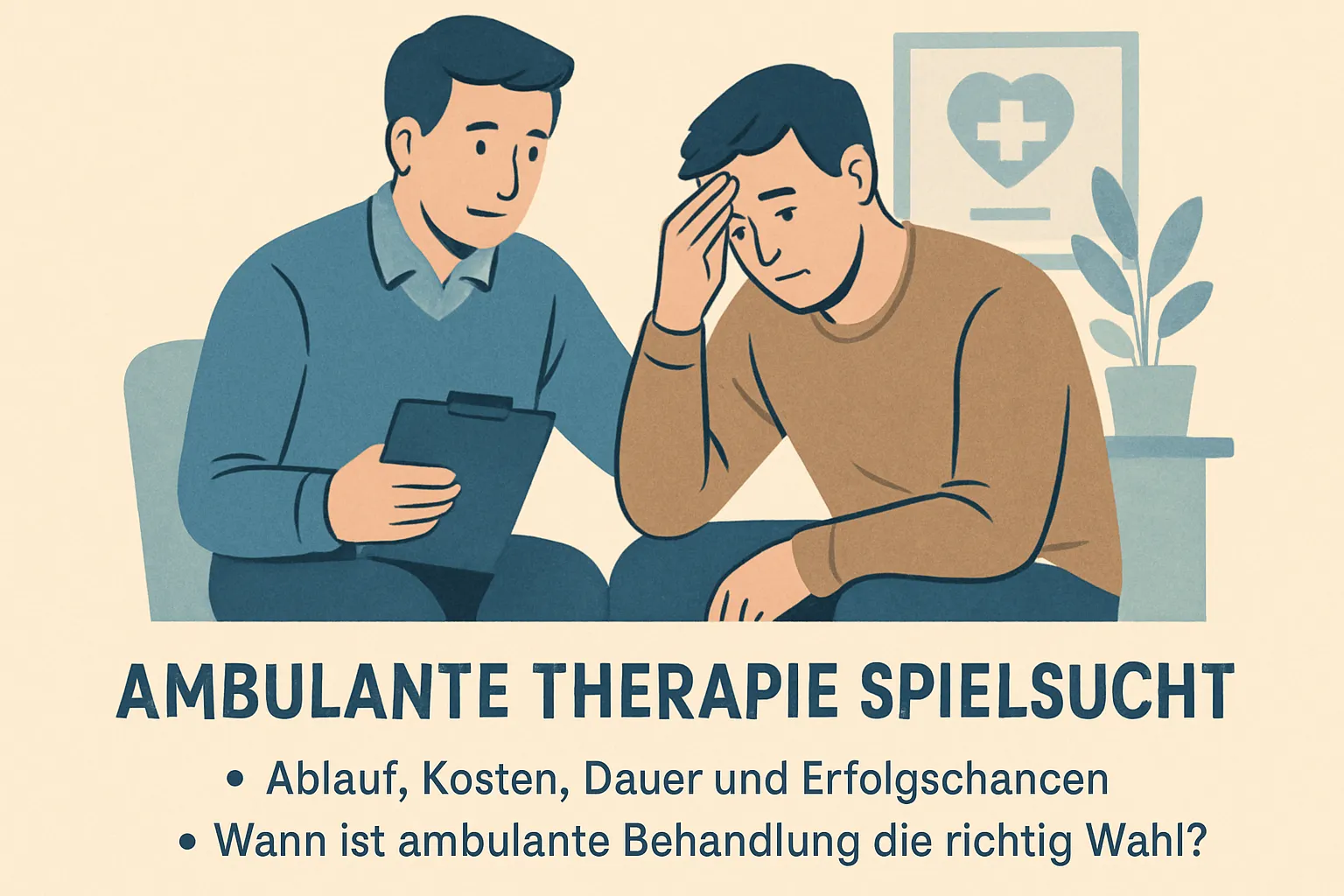 Therapeutisches Einzelgespräch in ambulanter Praxis mit vertrauensvoller Atmosphäre