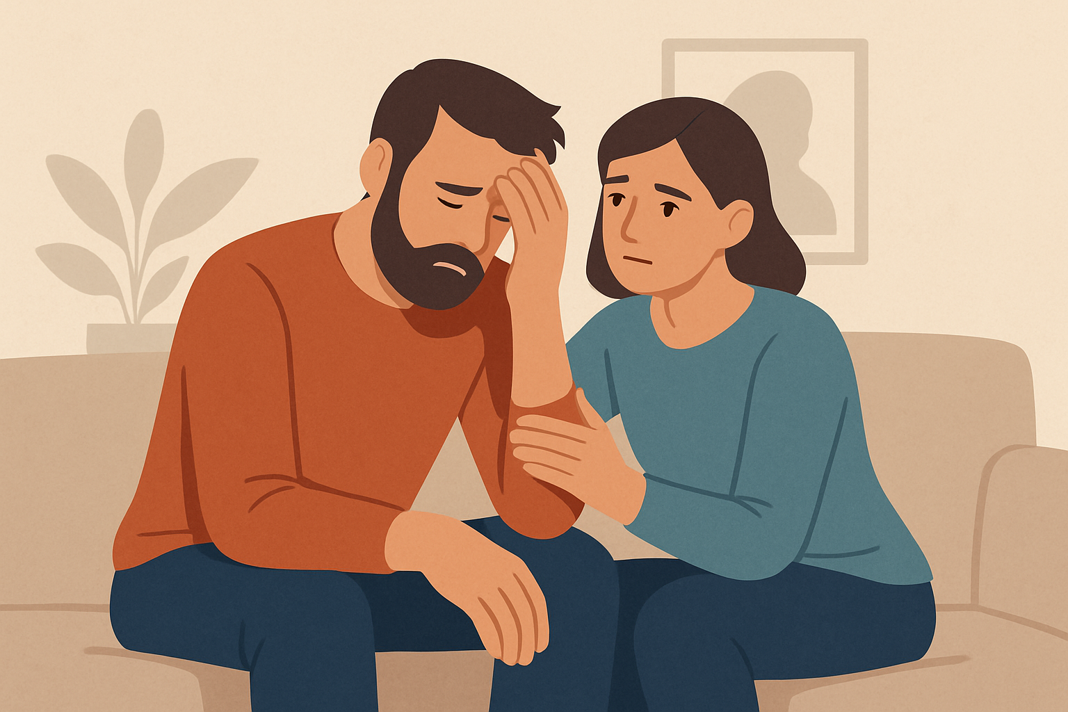 Angehörige Person sitzt nachdenklich und belastet, symbolisiert Co-Abhängigkeit bei Spielsucht