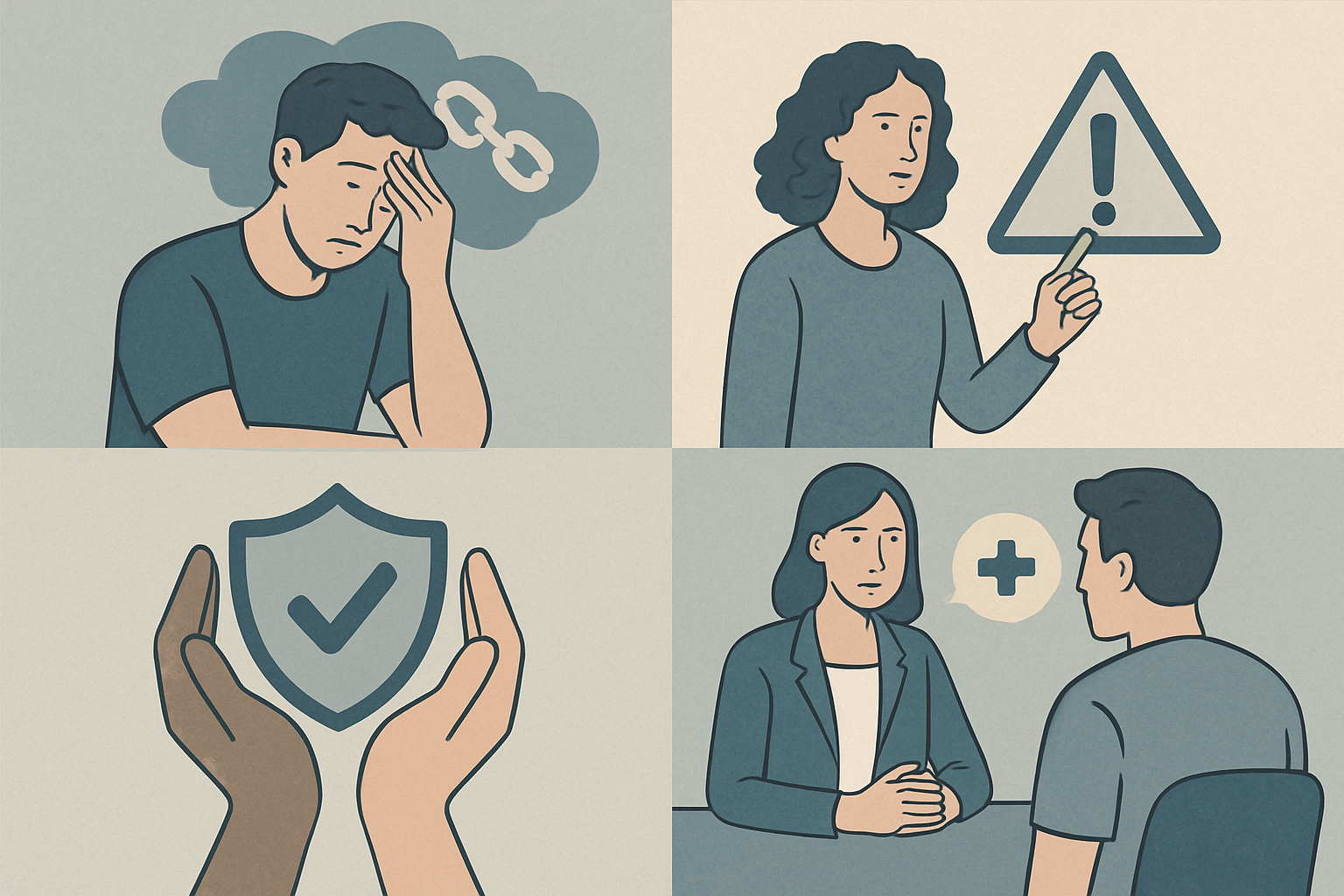 Person steht vor Wegkreuzung und entscheidet sich bewusst für den richtigen Weg zur Genesung