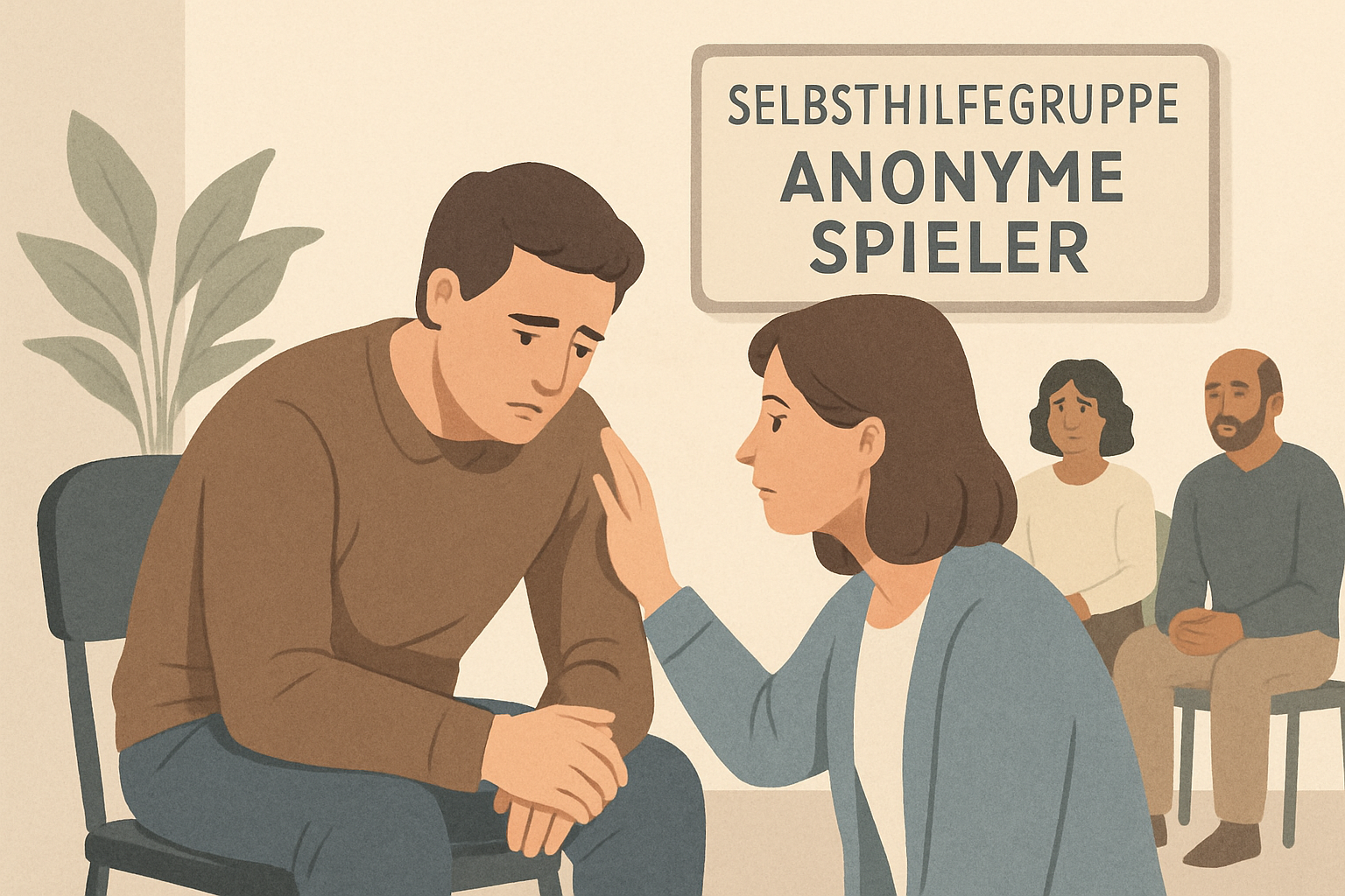 Gruppe von Menschen sitzt im Kreis bei einem Selbsthilfegruppen-Treffen