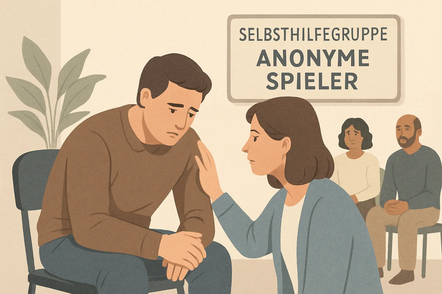 Gruppe von Menschen sitzt im Kreis bei einem Selbsthilfegruppen-Treffen